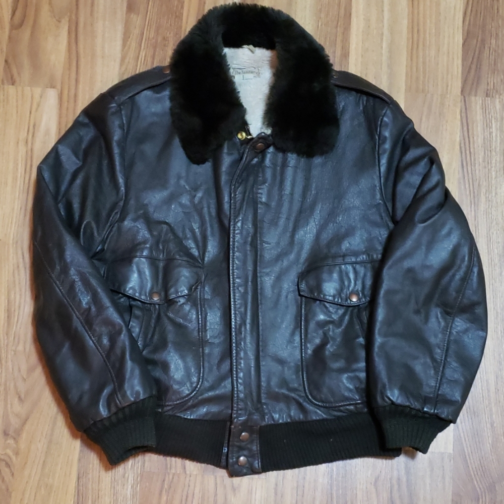 Vintage leather bomber jacket
